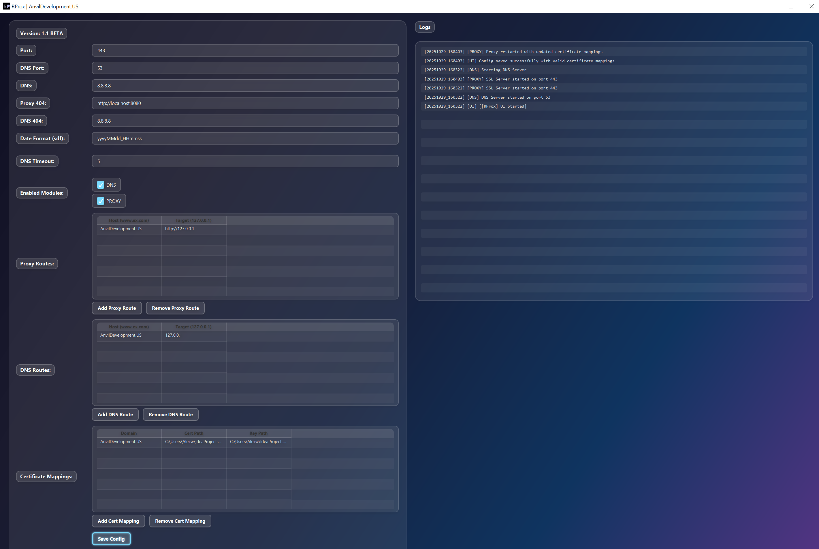 RProx Application Screenshot
